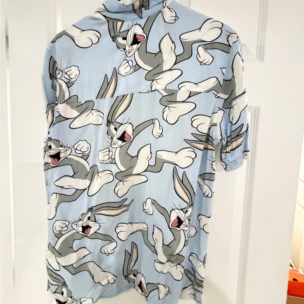 H&M Light Blue Cartoon Print Men's Shirt